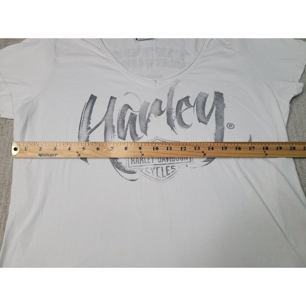 Harley-Davidson Graphic Shirt Women XL White V-Neck Short Sleeve‎ Tifton Georgia - Picture 5 of 9